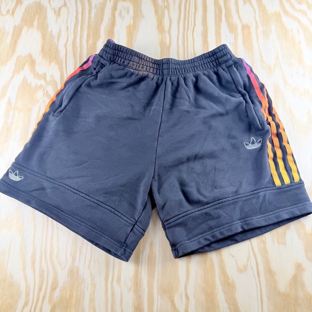 Adidas Originals Mens Sunset Gradient 3-Stripe Sweat Shorts Navy Blue Size M